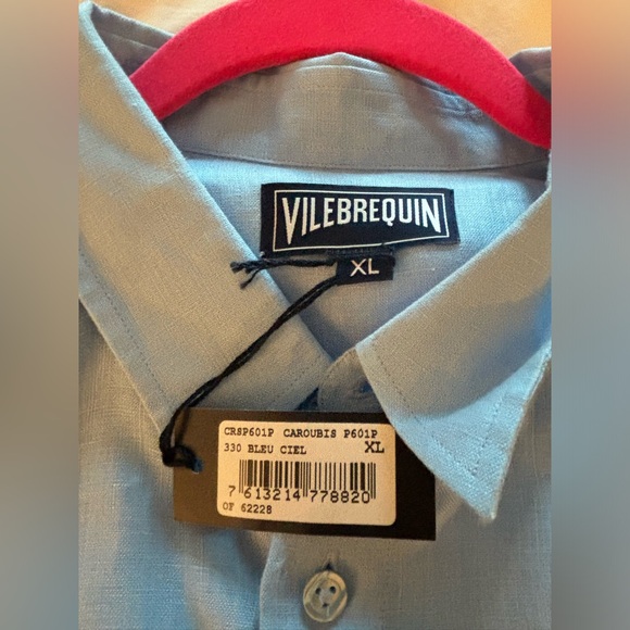 Men’s Vilebrequin Blue Linen Button Down Shirt XL NWT - Picture 5 of 7